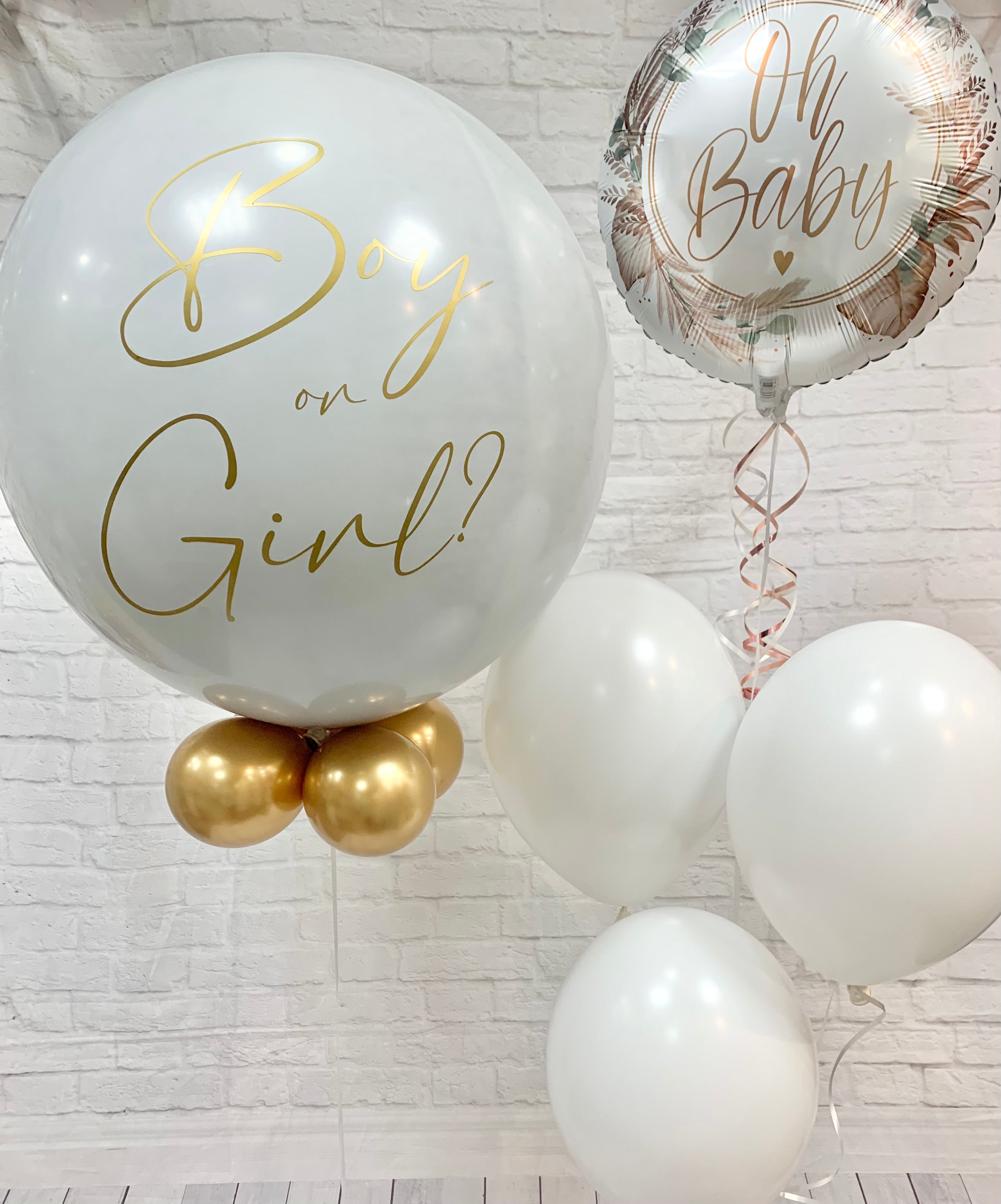 Genderreveal Ballon in WEISS-GOLD,Boy or Girl, NUR ABHOLUNG IM SHOP!