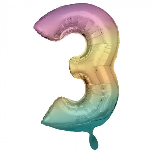 Zahlenballon 0-9 in regenbogen-pastell, NUR ABHOLUNG IM SHOP
